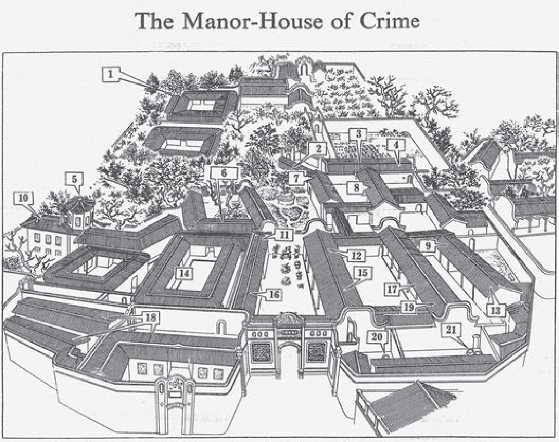 The Manor-House of Crime, aerial drawing
