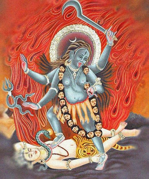 Kali dancing on Shiva